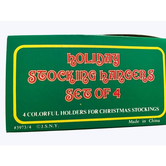 Holiday Stocking Hangers Set Of Four Vintage Plastic Hangers - Picture 7 of 15
